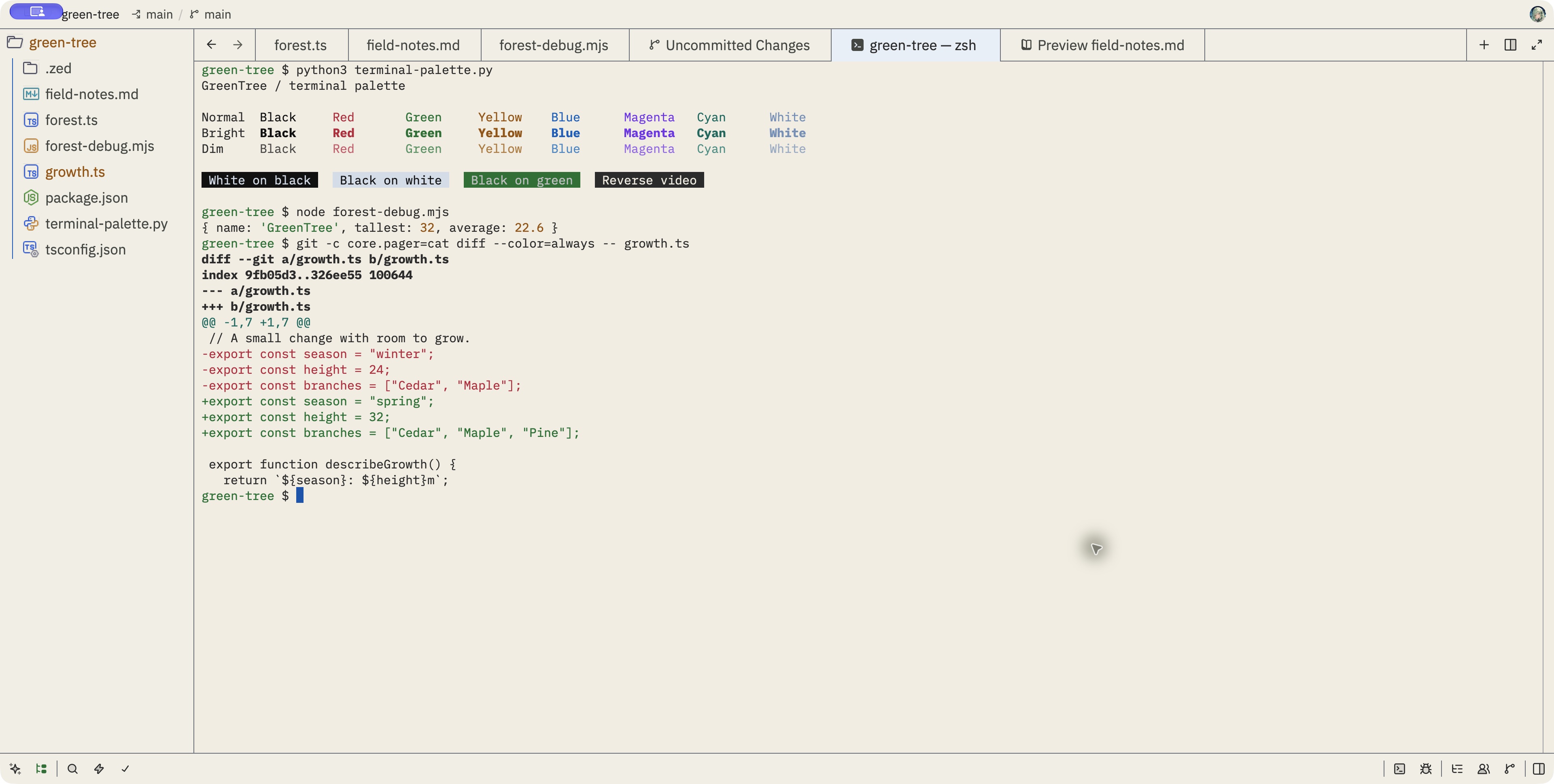GreenTree Day Vivid: Terminal and ANSI colors
