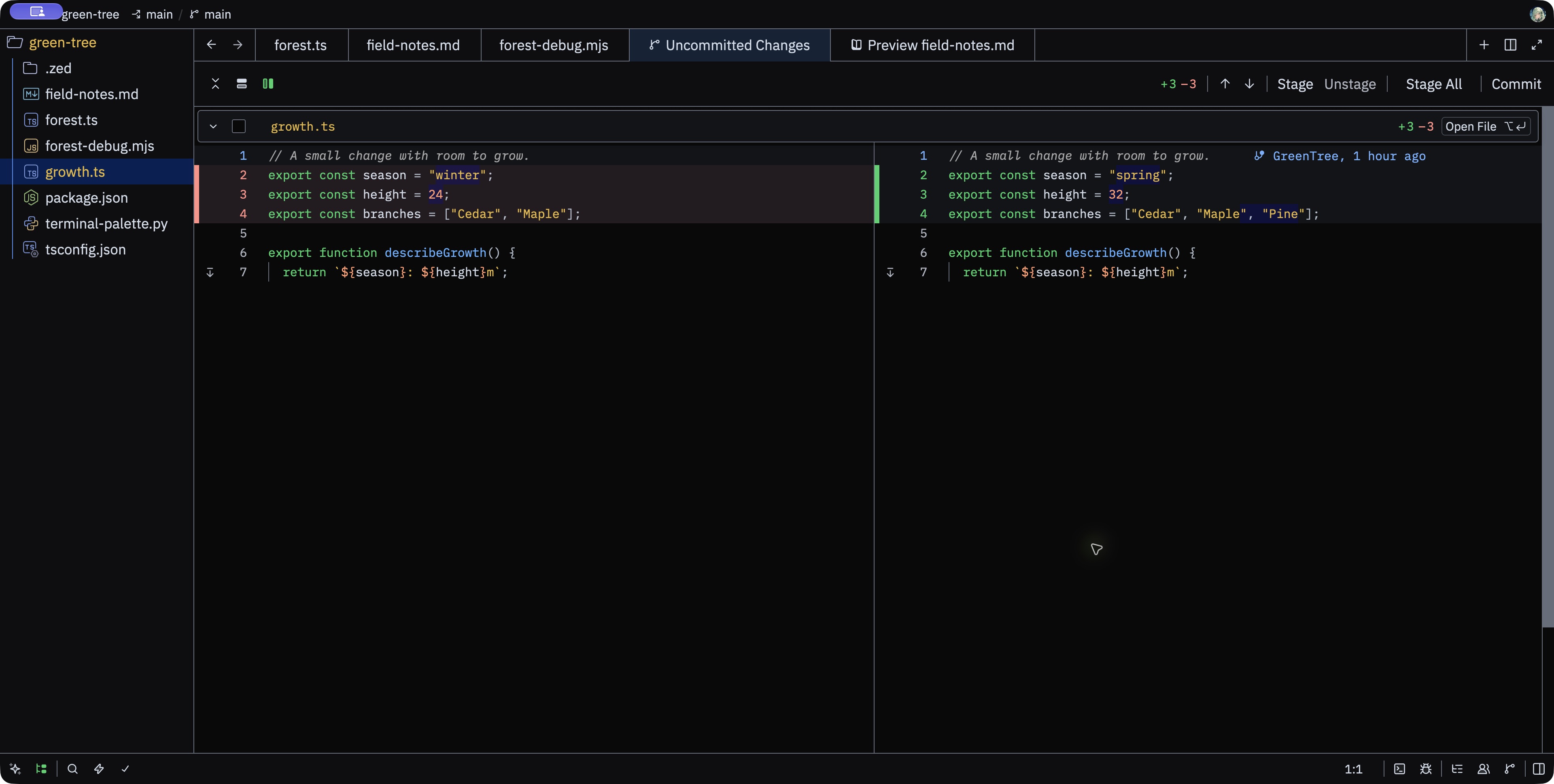 GreenTree Night AAA: Git diff