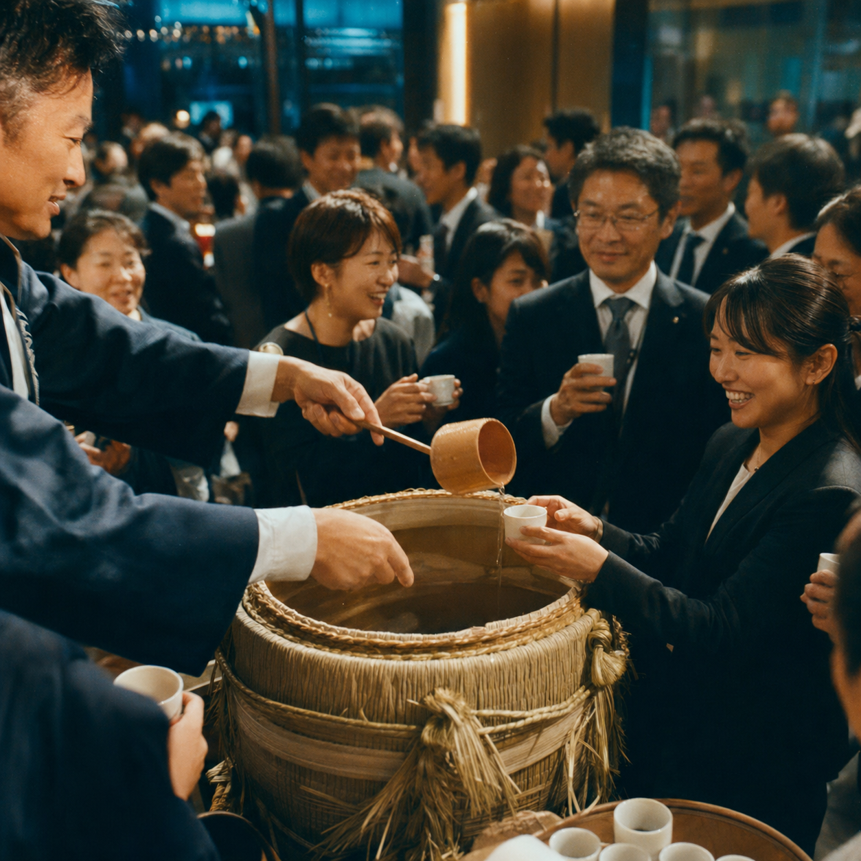 企業の周年記念イベントを盛り上げる演出アイデア10選 — 1. 菰樽（こもだる）の鏡開き