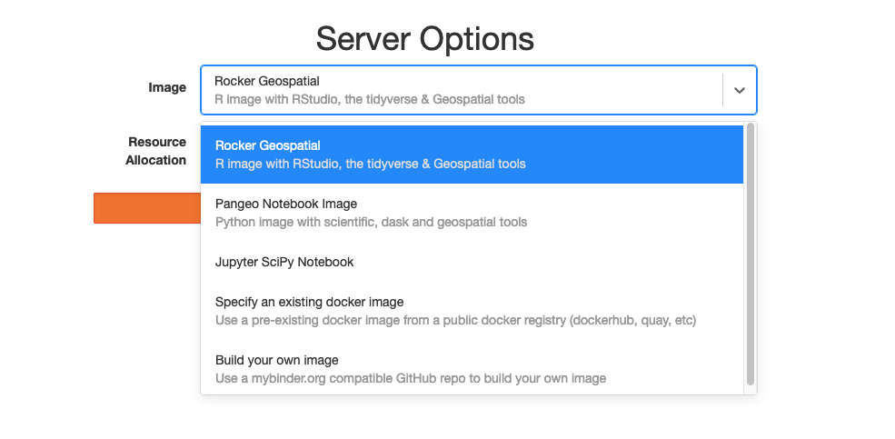 Screenshot showing an image selector