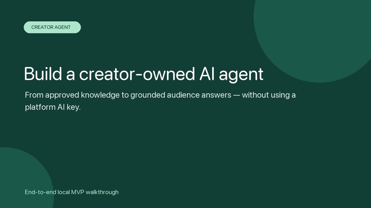 Watch the Creator Agent end-to-end prototype