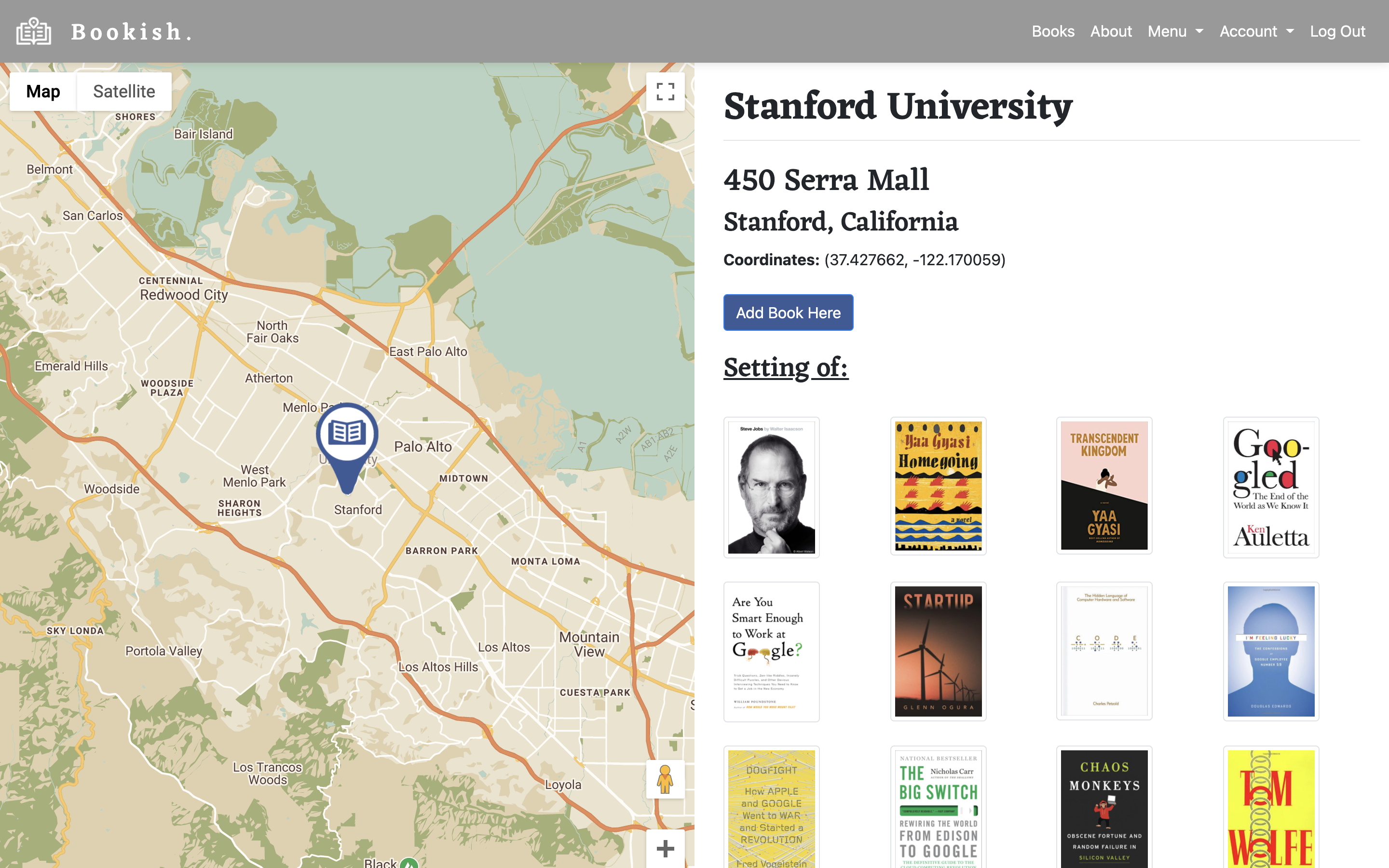 Location Details page for Stanford University