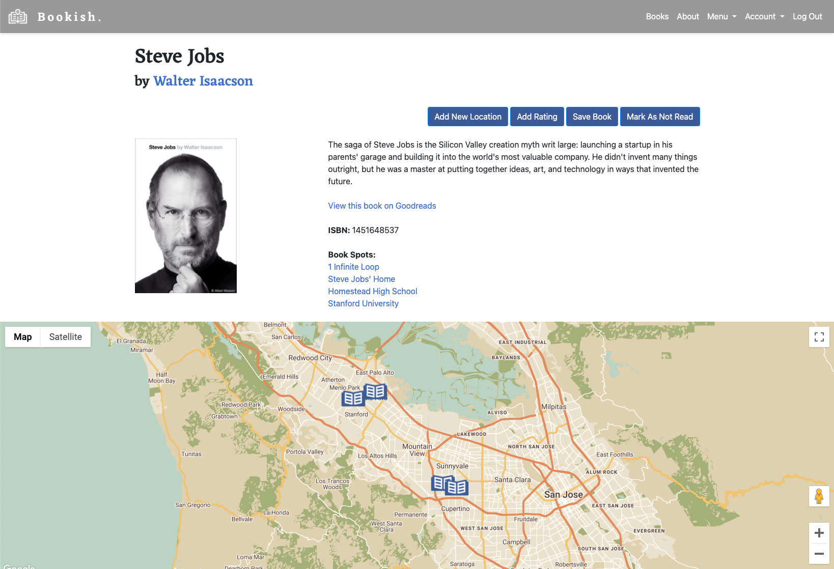 Book Details page for 'Steve Jobs' by Walter Isaacson