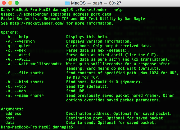 Packet Sender CLI screenshot