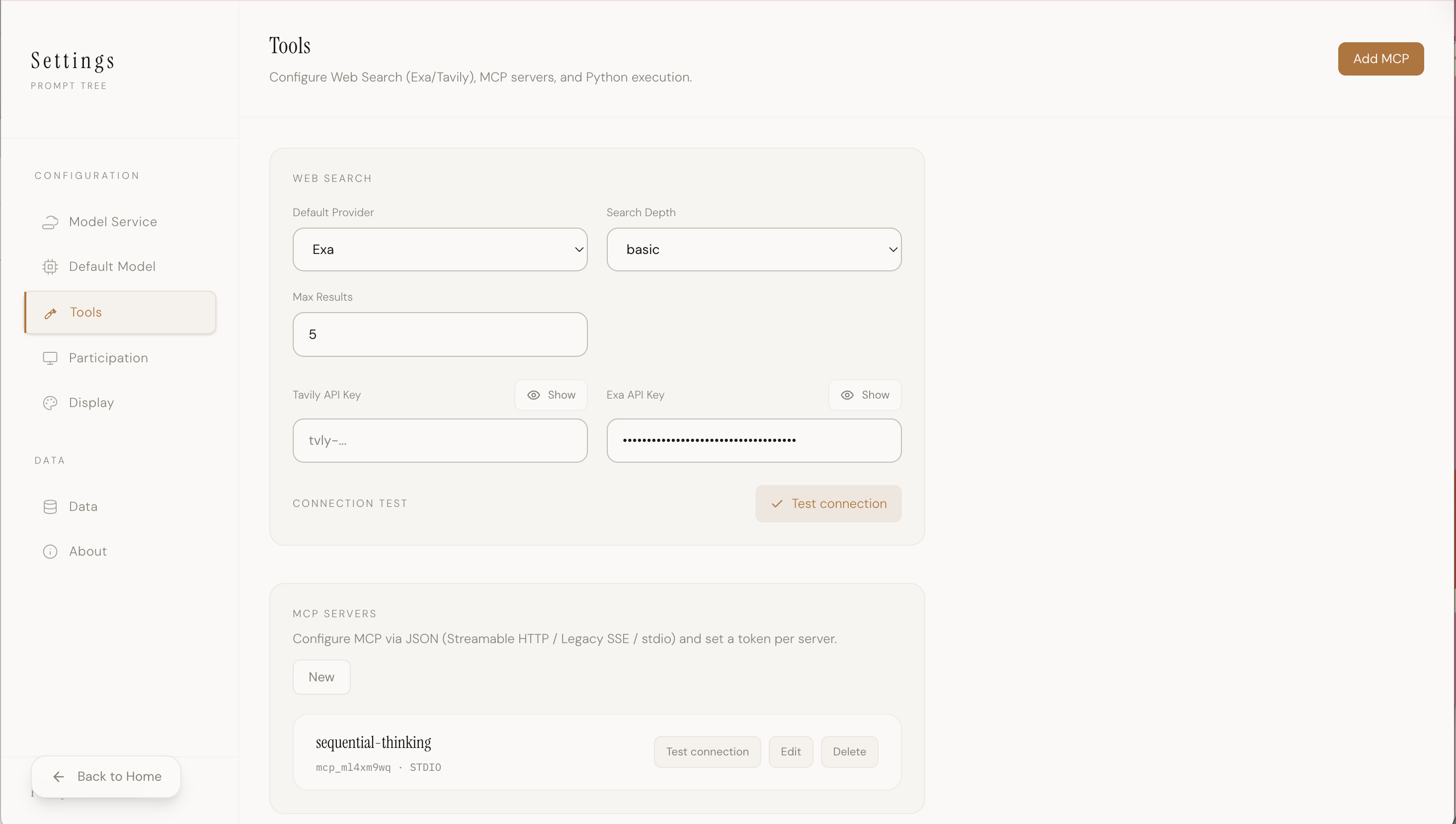 Settings - Tools