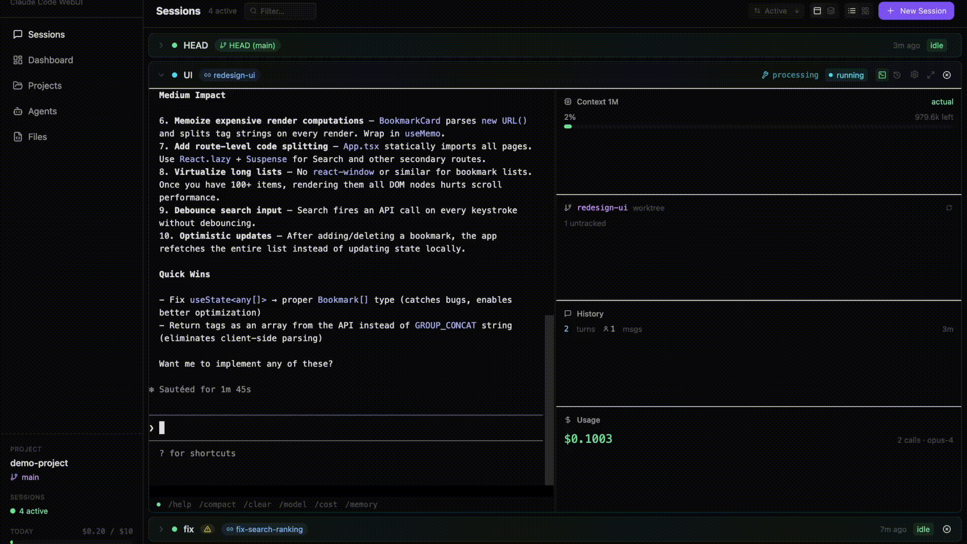 CCUI — Multiple Claude sessions running in parallel