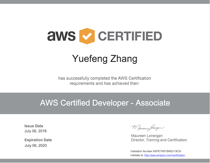 AWS developer certificate