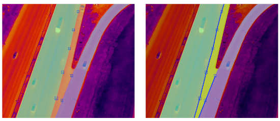 Visualization of roadway segmentation and work zone region estimation