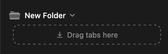 An empty folder, no sheets, with its Drag tabs here slot