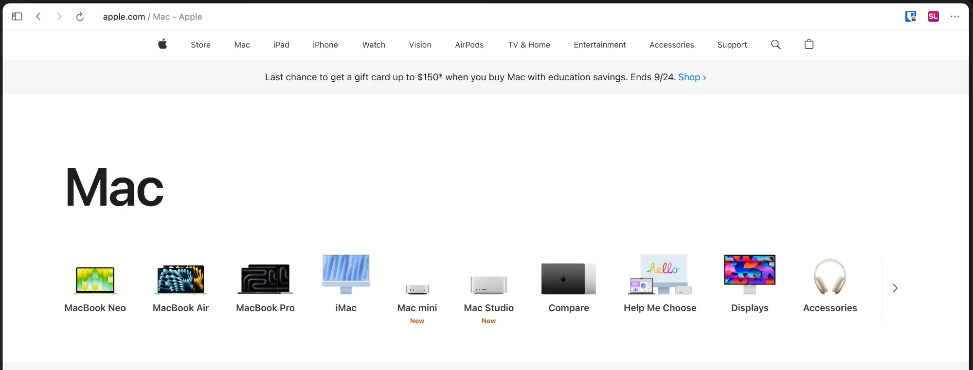 The toolbar on a light page
