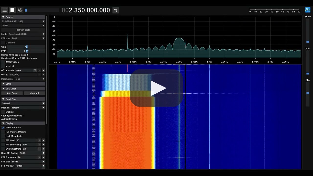 ESP32-S3 80 MHz spectrum in SDR++