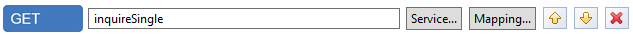 Screen capture that shows the inquireSingle service that is correctly associated with the GET method of your API.