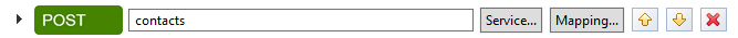 Screen shot that shows the contacts service correctly associated with the POST method of your API.