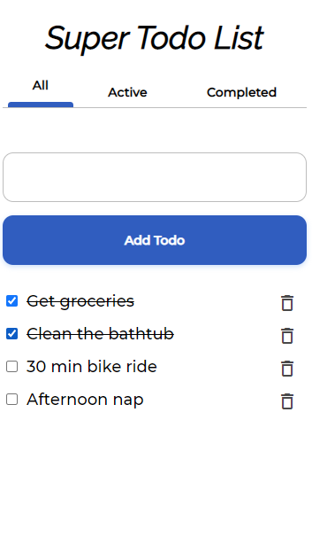 A screenshot of Super Todo List mobile version 