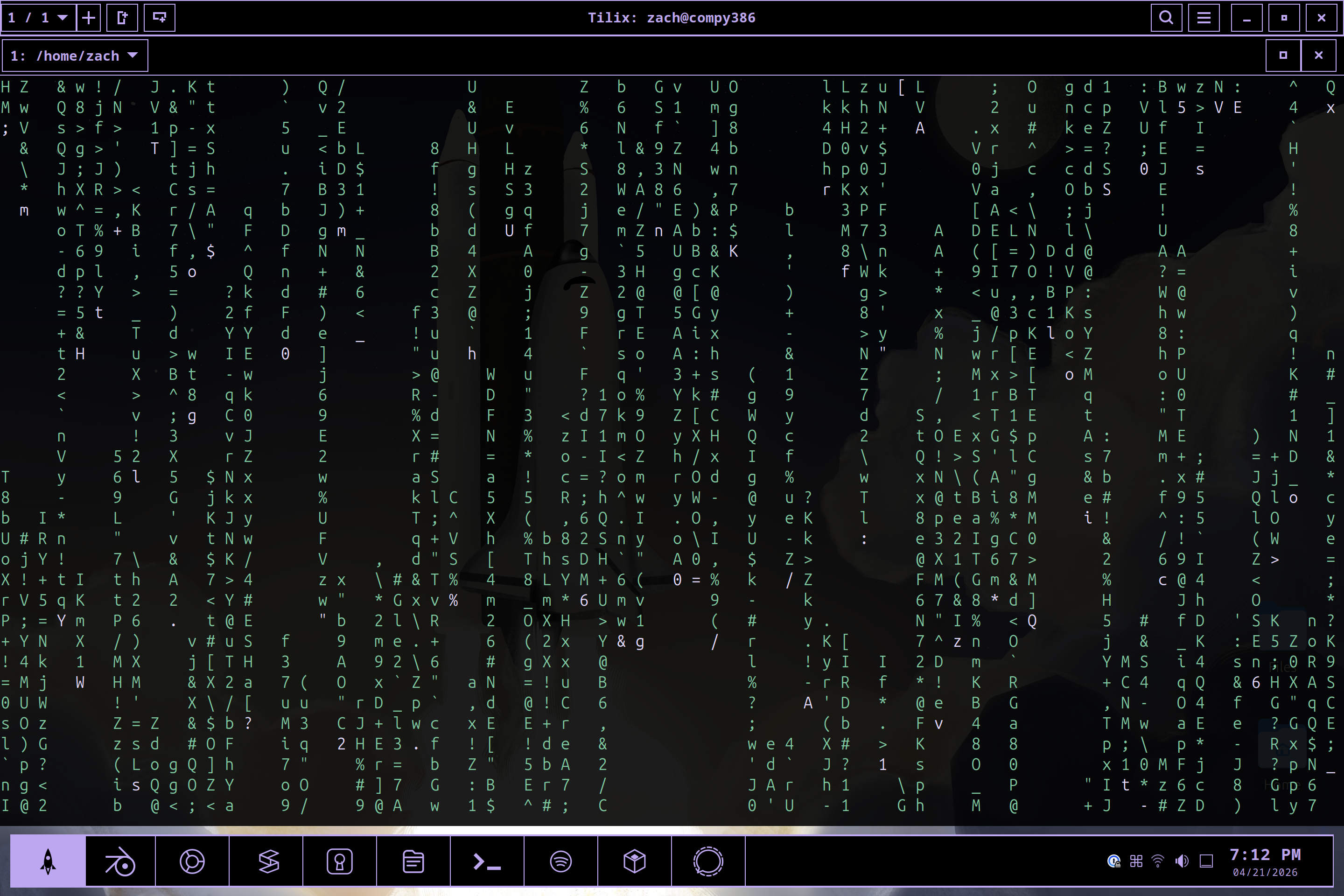 Tilix terminal on desktop