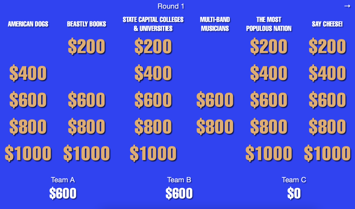 jeopardy board