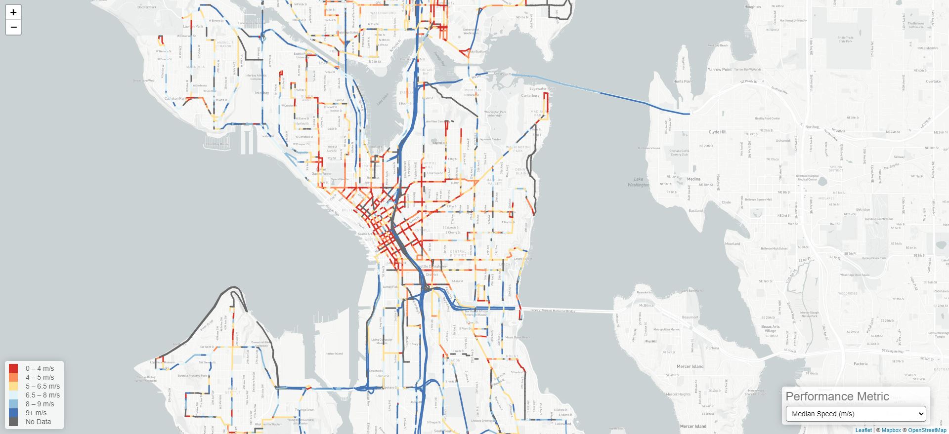 Screenshot of Visualization Map with Speed Data