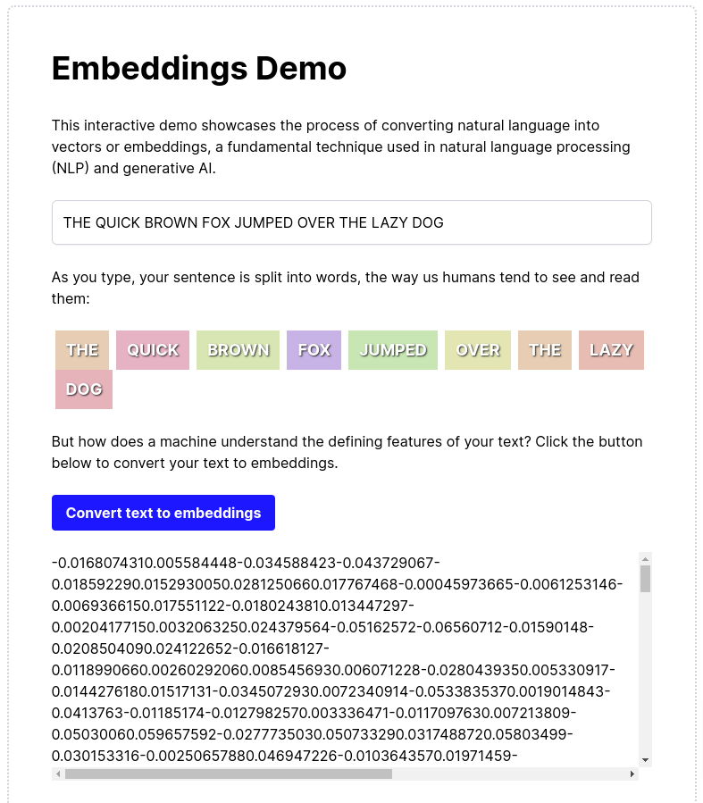 Embeddings demo