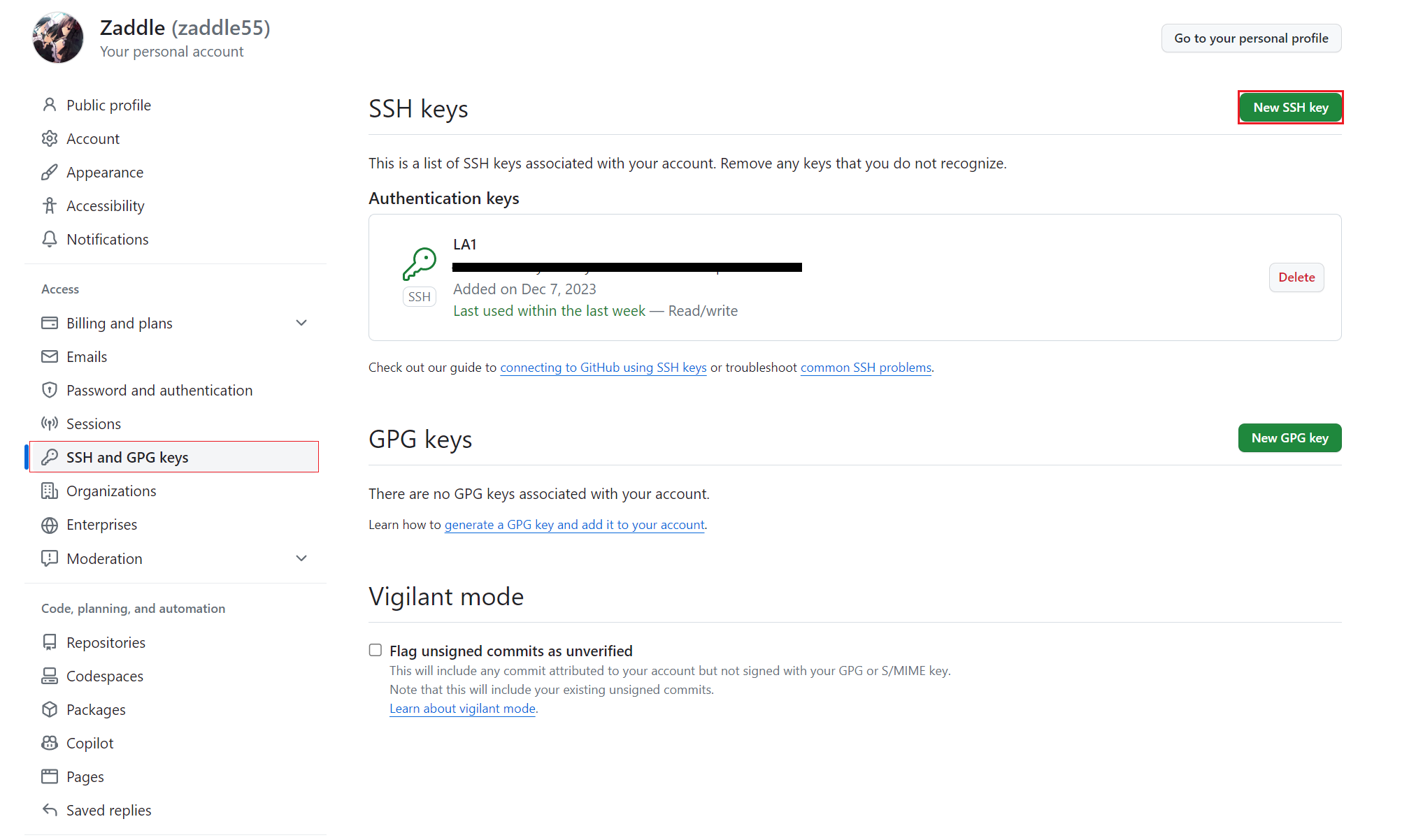 SSH and GPG keys