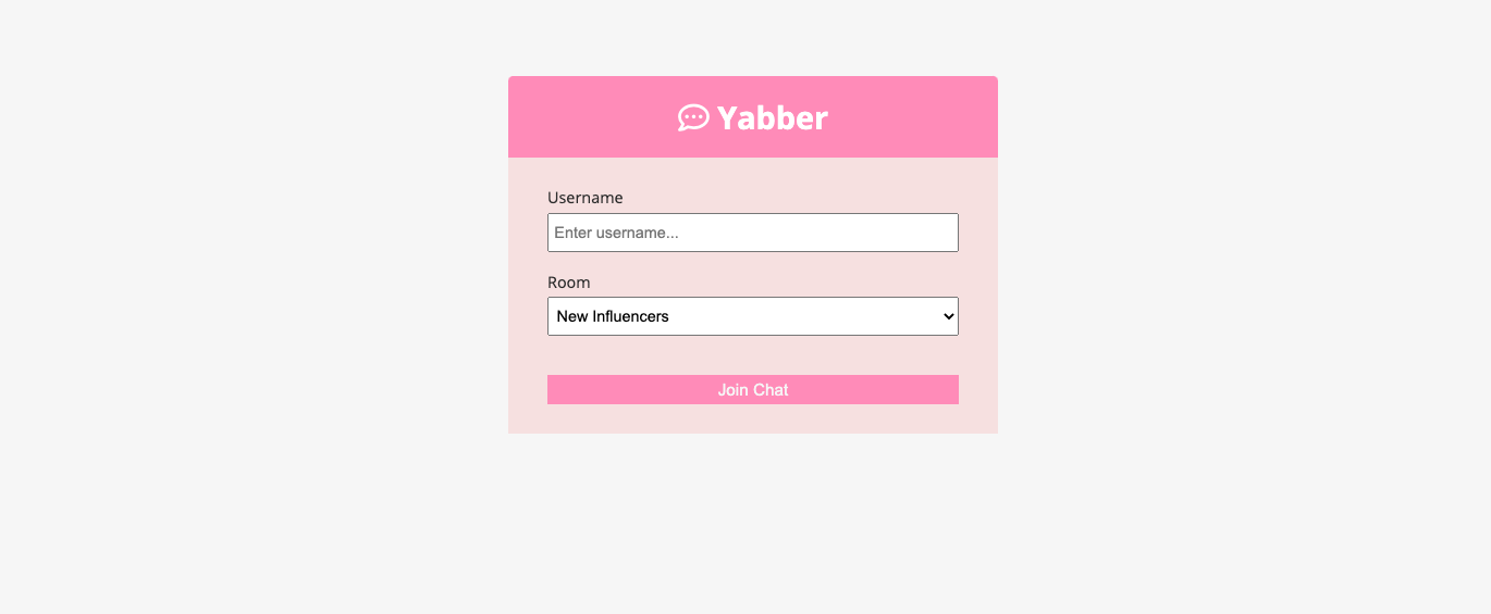 Homepage or Join page of Yabber App