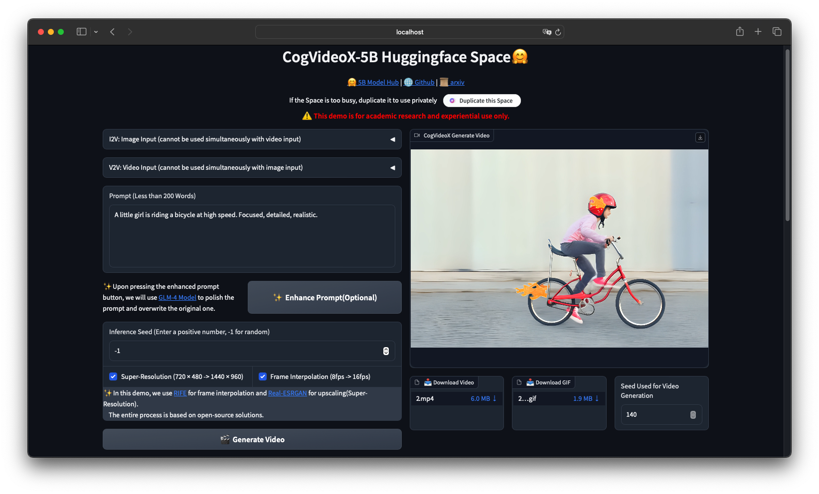 CogVideo web demo