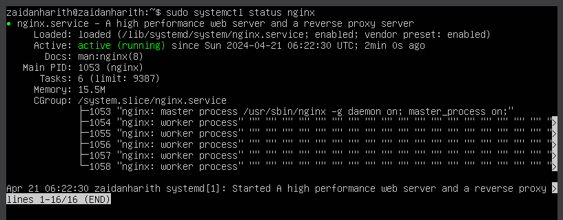 NGINX: Status Berhasil