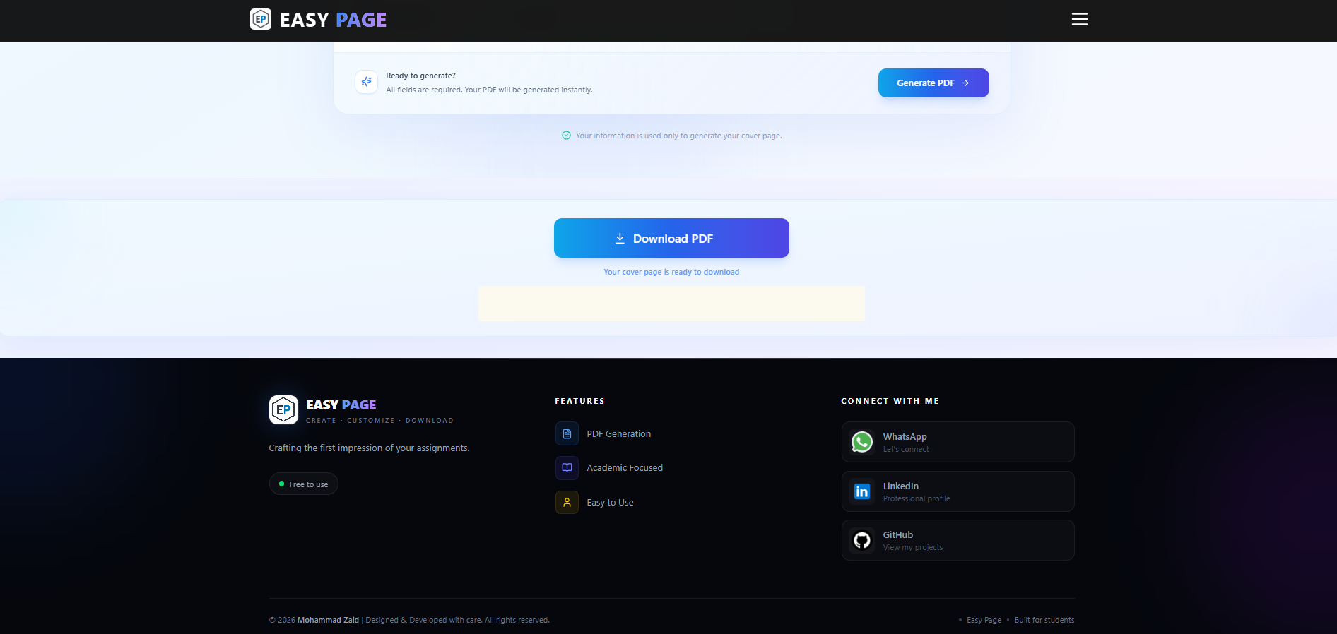 EasyPage Footer Preview