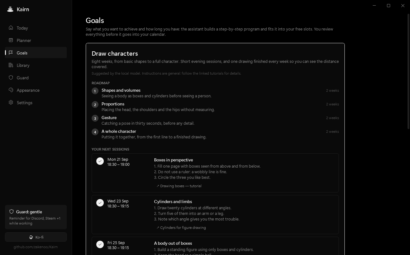 A program generated by the local assistant