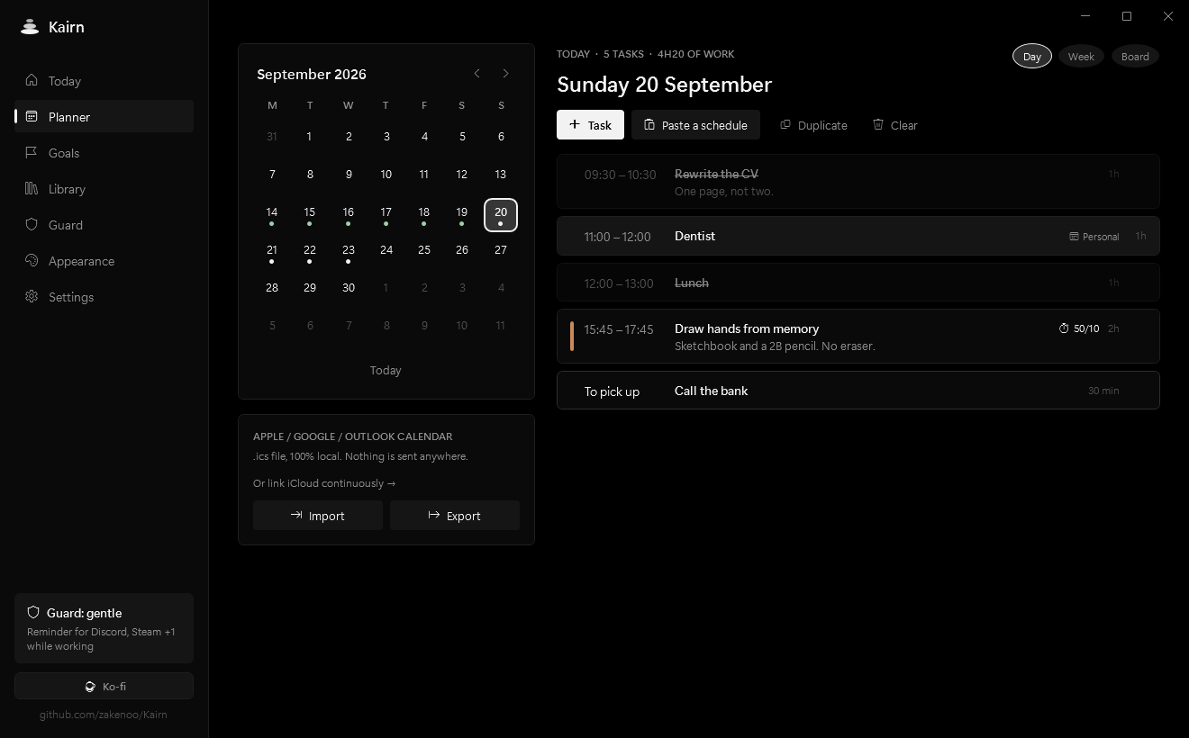 Planner, day view