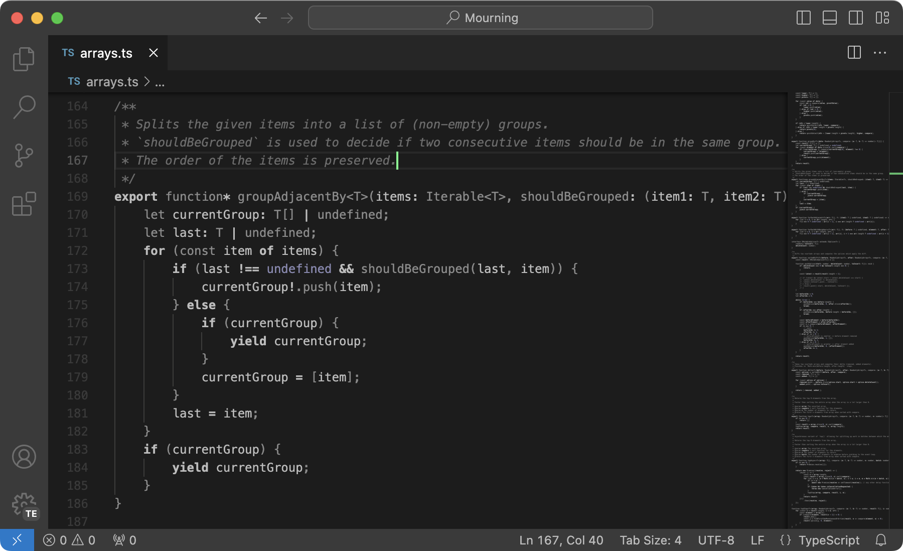 screenshot of the theme in use with some Javascript