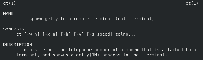Man page for ct