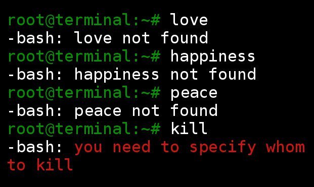 a joke on the terminal about kill