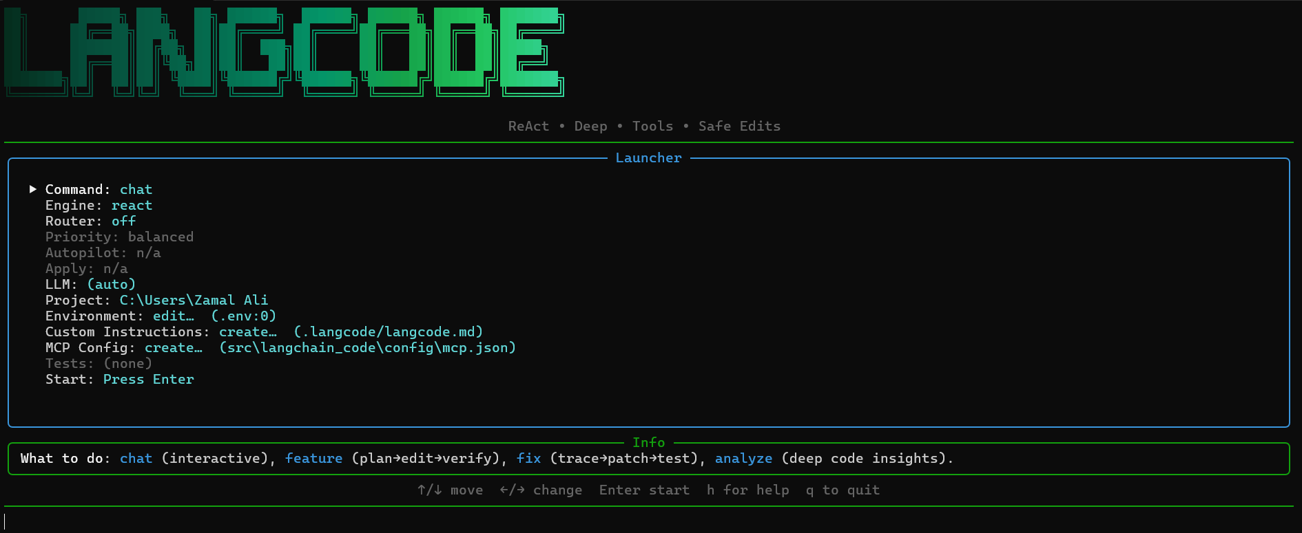LangCode Home Screen