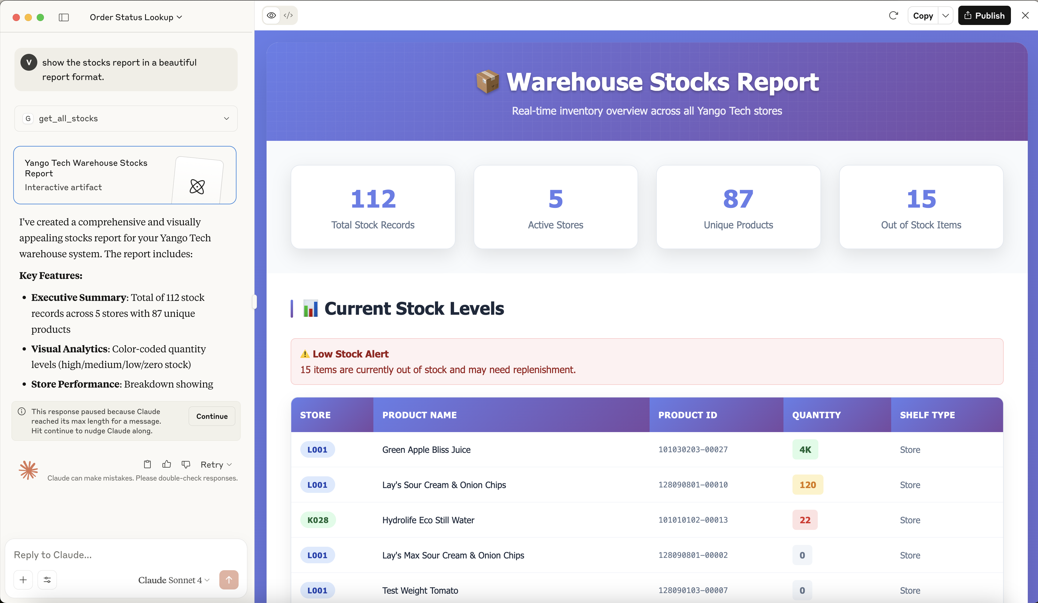 Claude Stock Report