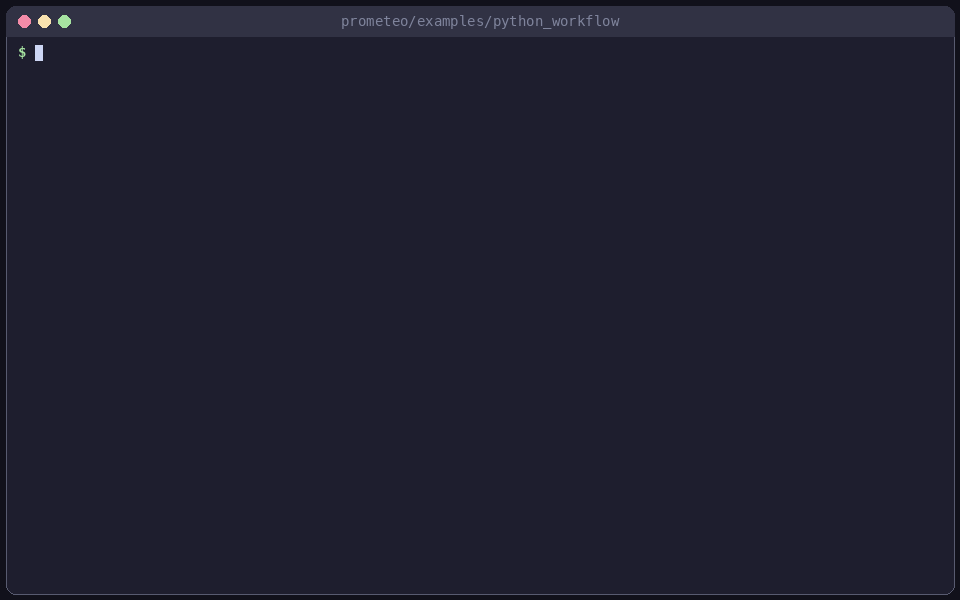 a prometeo program run in Python, with its plots, then transpiled to C