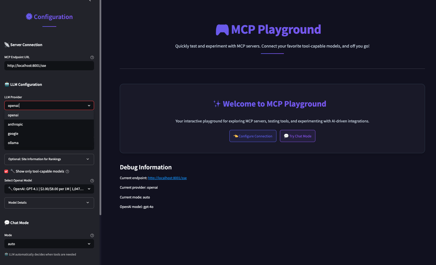 MCP Streamlit App Screenshot