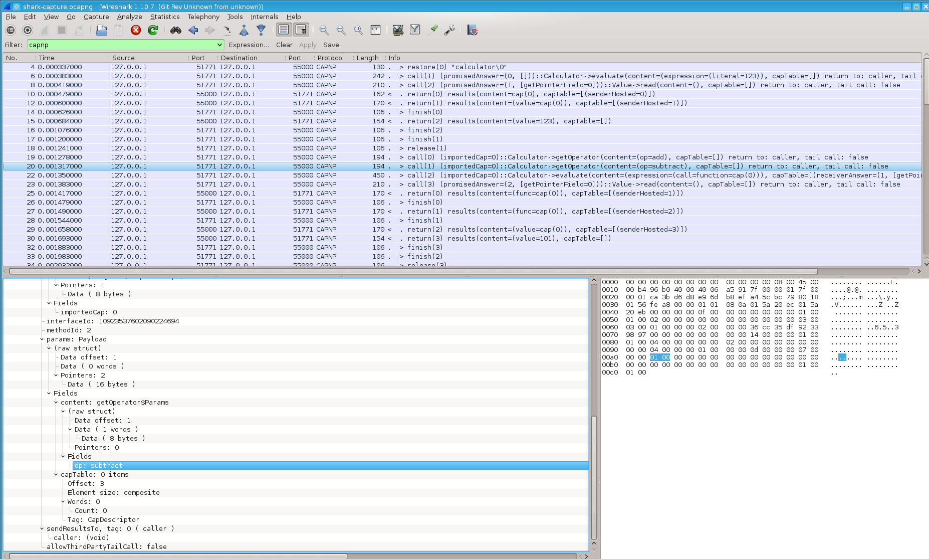 Screenshot of ZAP RPC dissector screenshot
