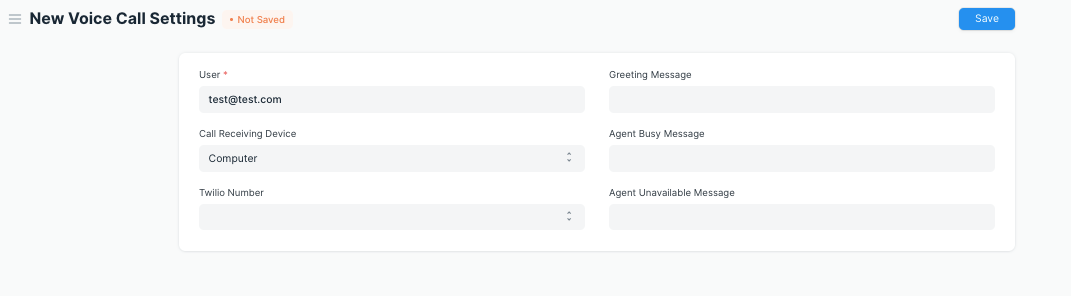 Twilio Voice Call Settings