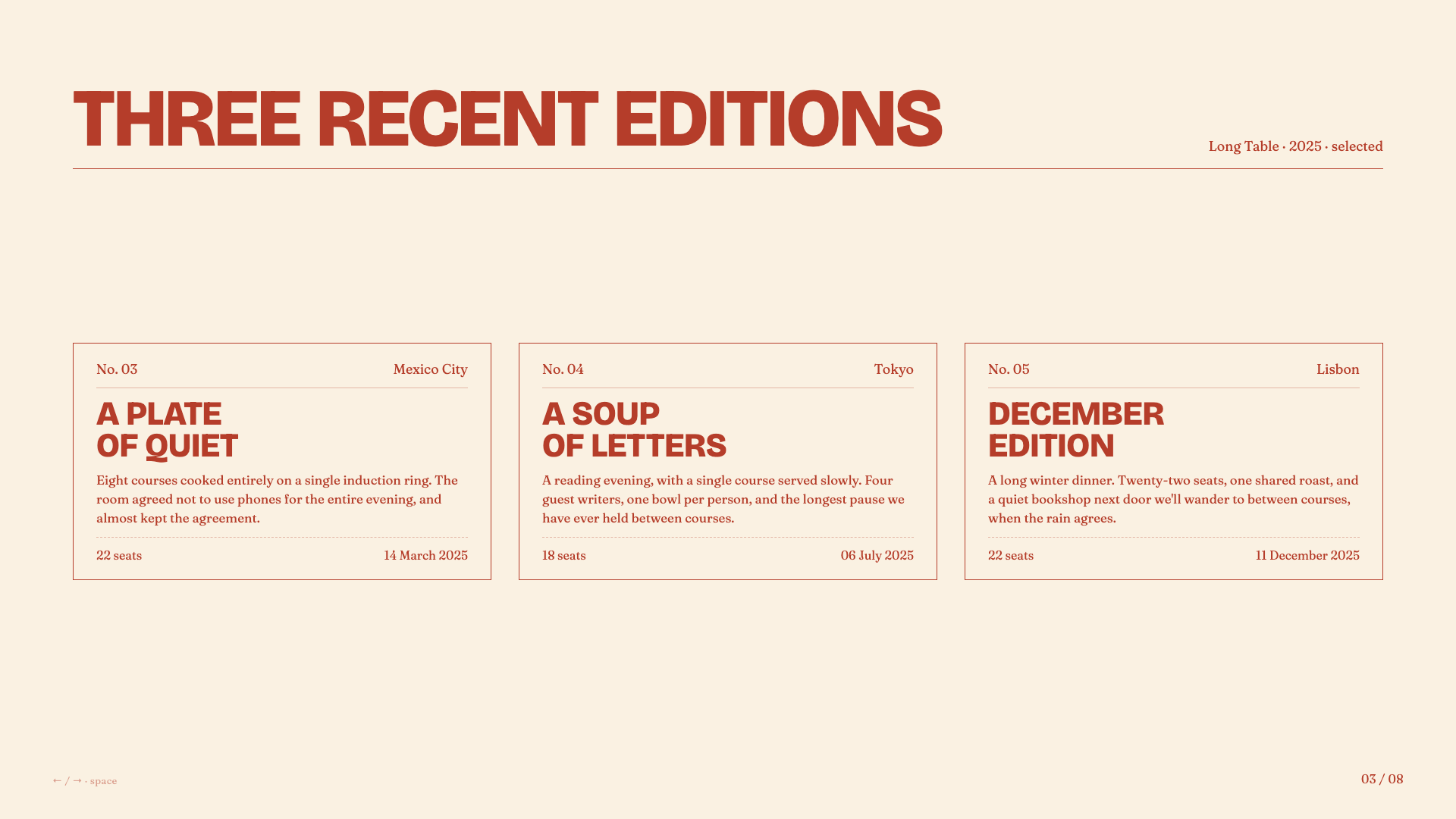 Long Table — slide 3