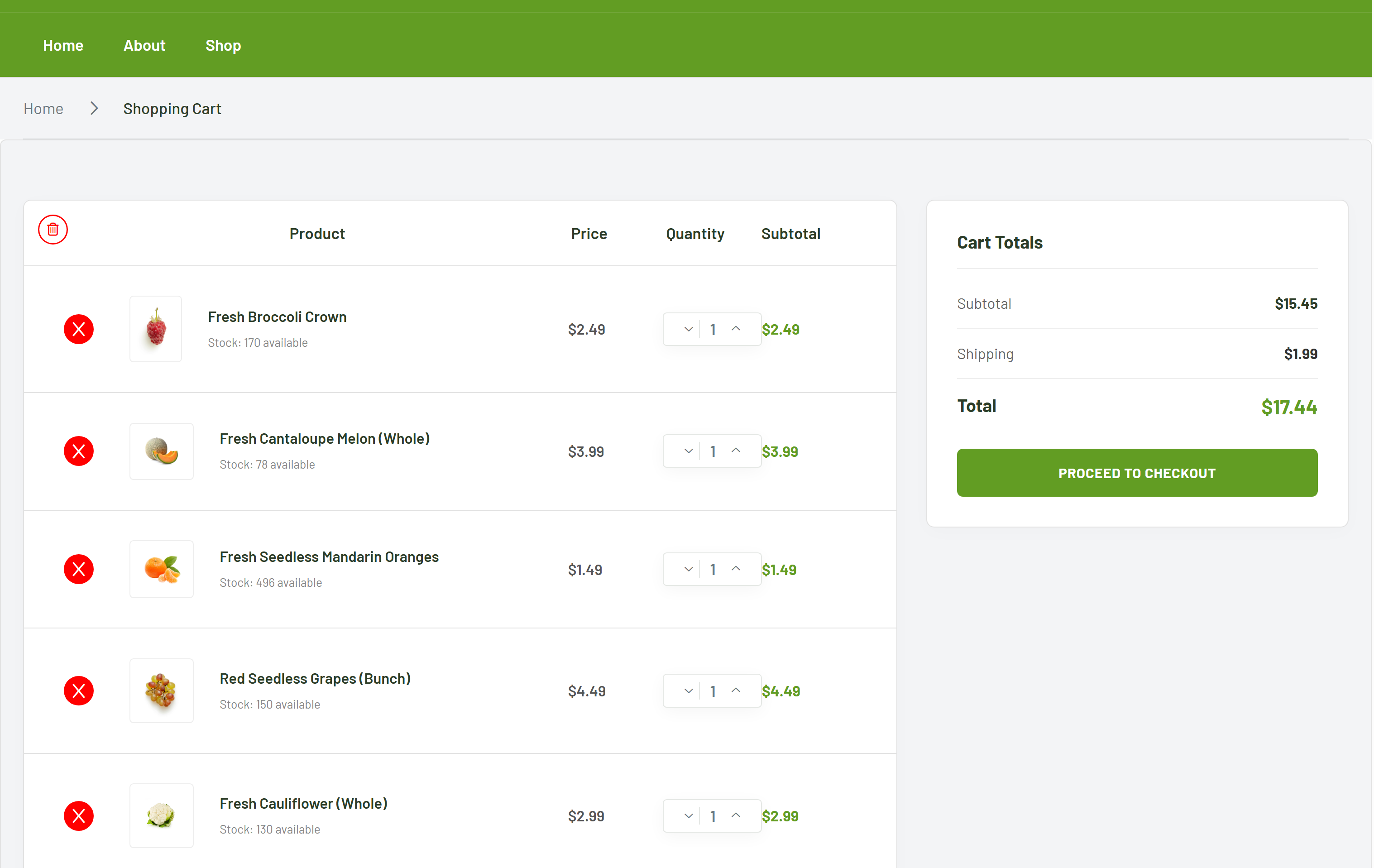 Checkout page