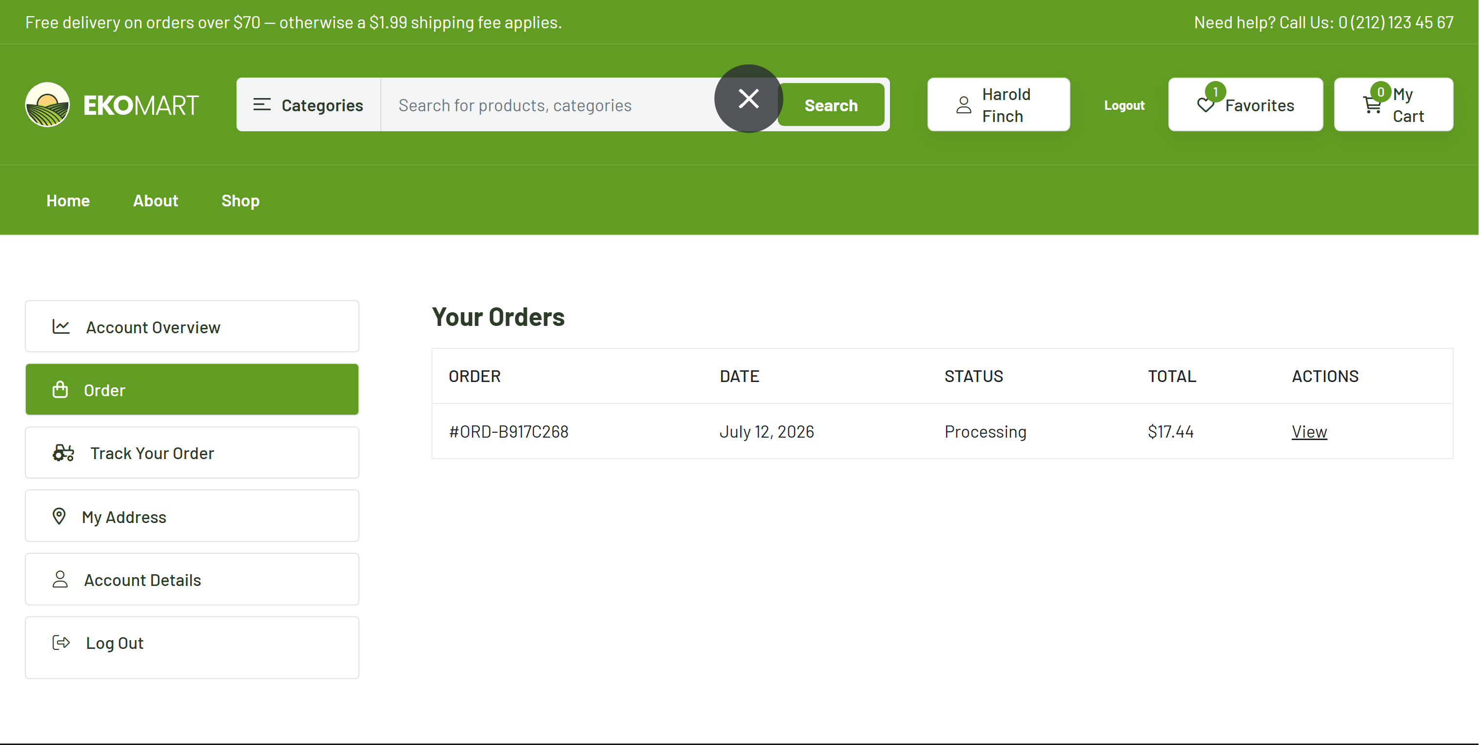 Orders list