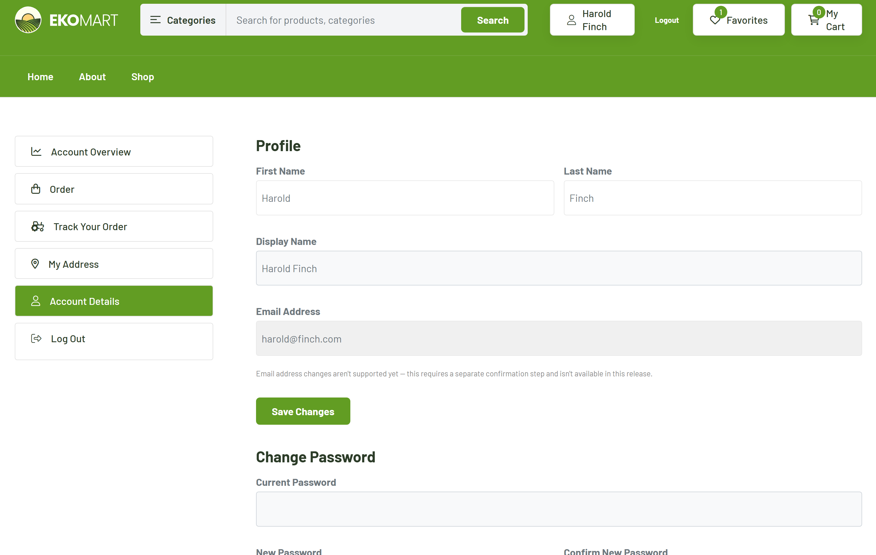 User account details 1