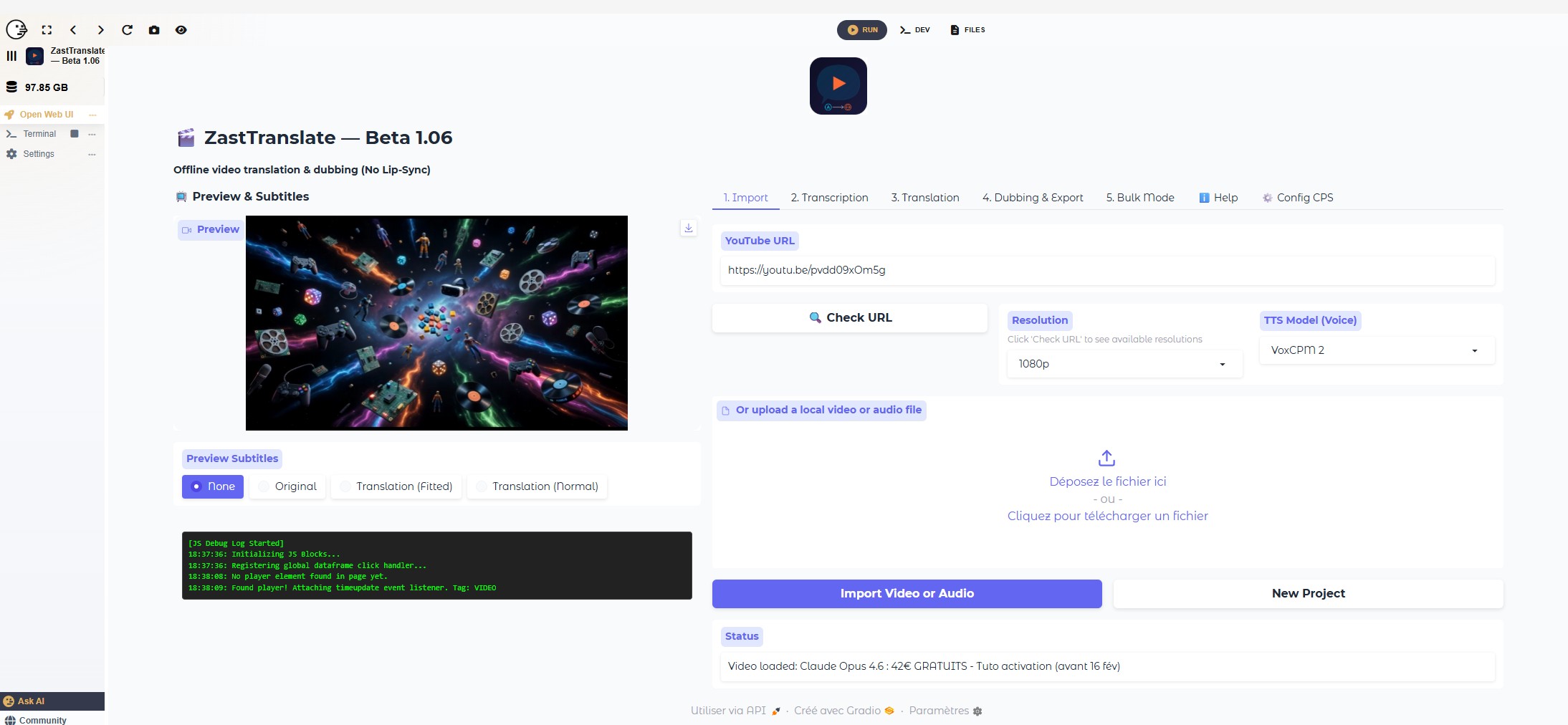 ZastTranslate Beta 1.10 adds YouTube SEO