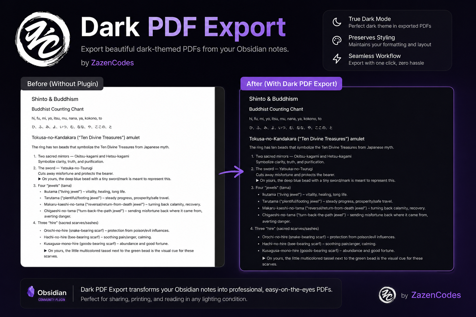 Dark PDF Export Comparison