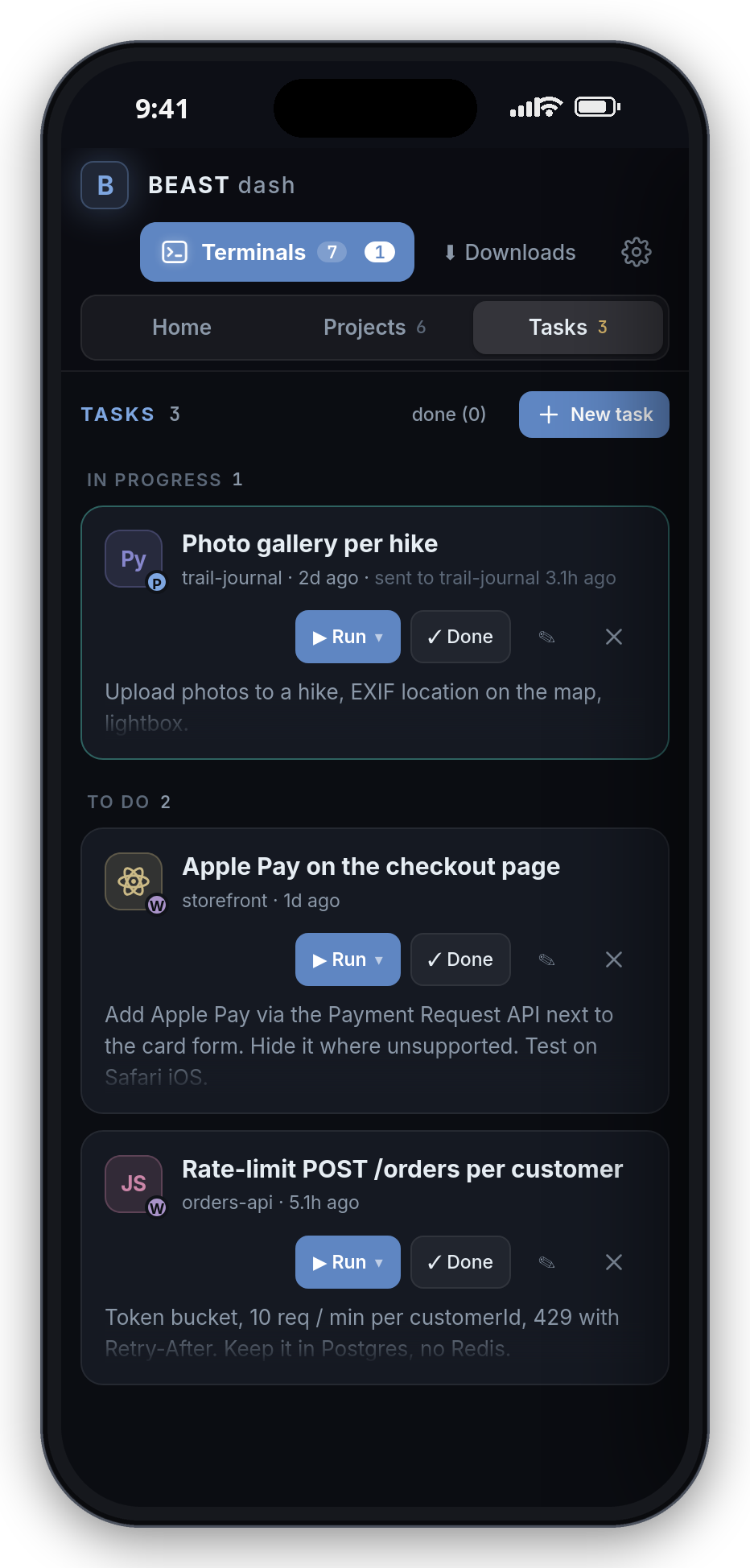 Phone: tasks