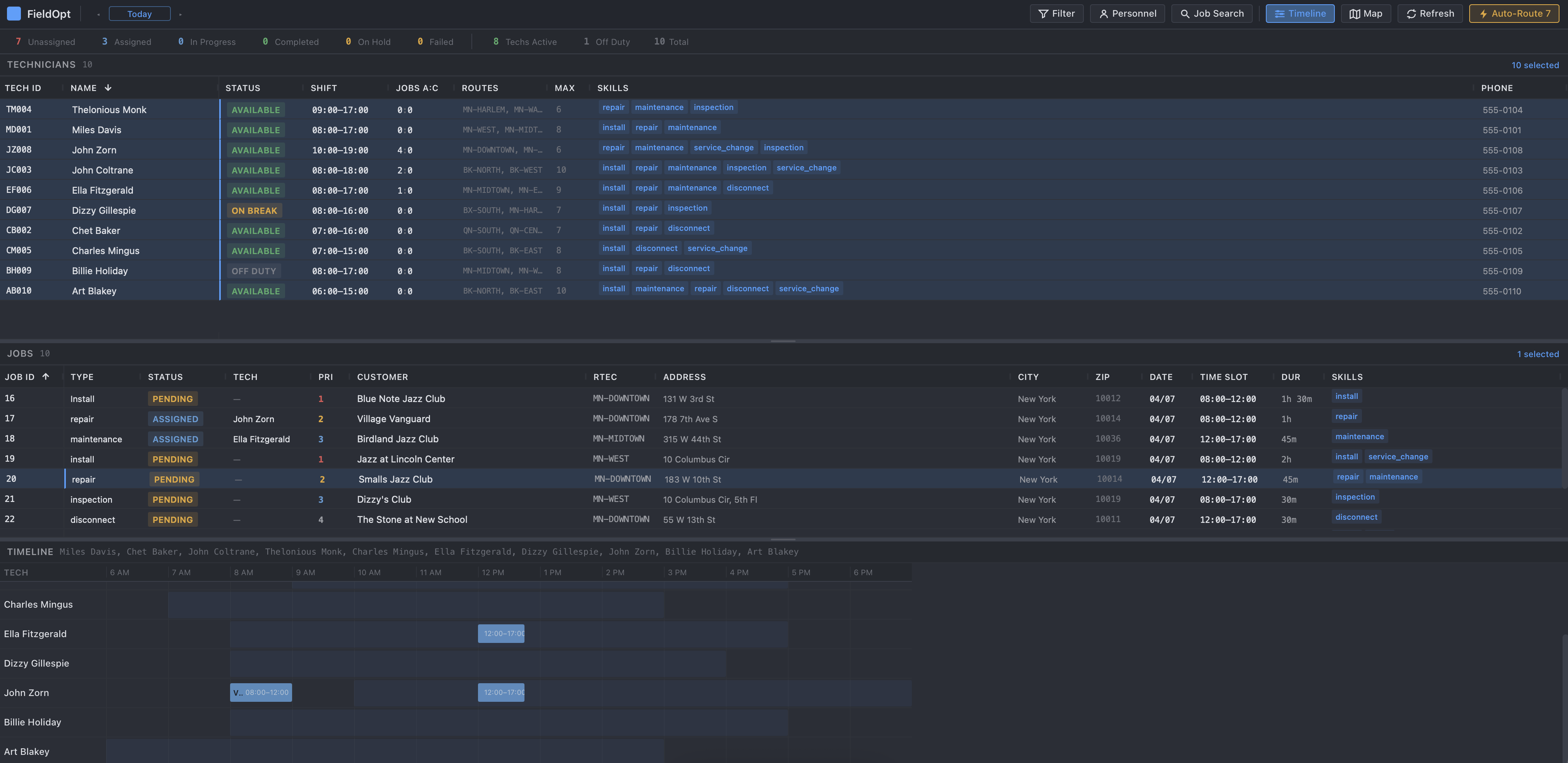 FieldOpt Dispatch Console