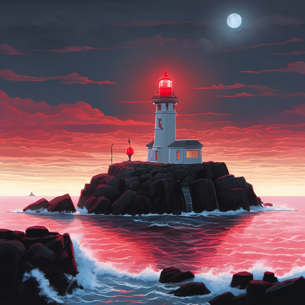 A solitary lighthouse generated through the validated ordinary local SDXL route