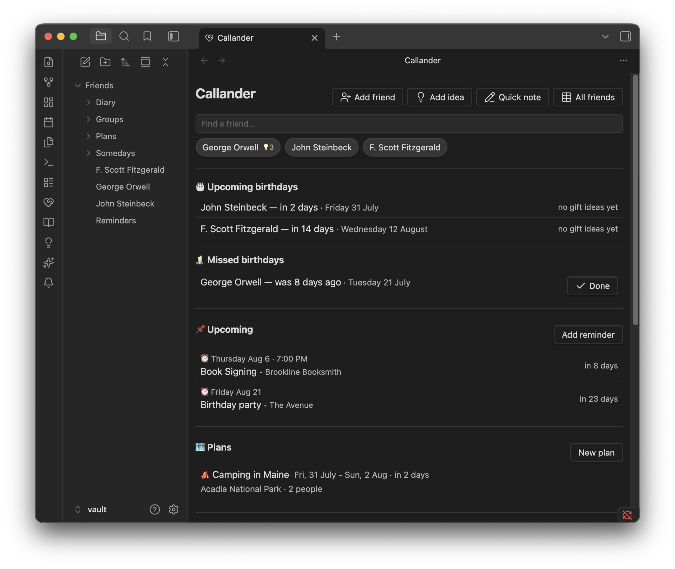Screenshot of Dashboard
