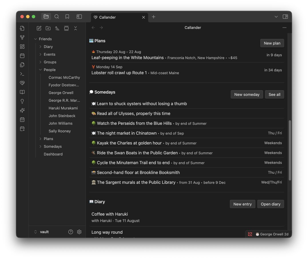 Plans and the somedays wishlist