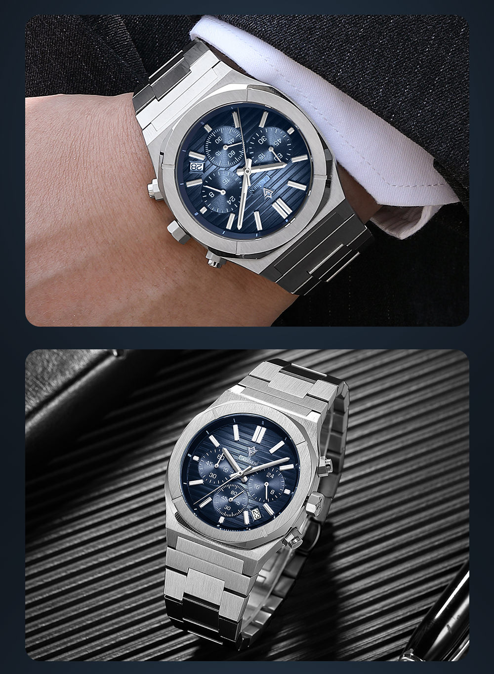 Cadisen C7062 Men's 40MM 100M Waterproof Chronograph Quartz Watch